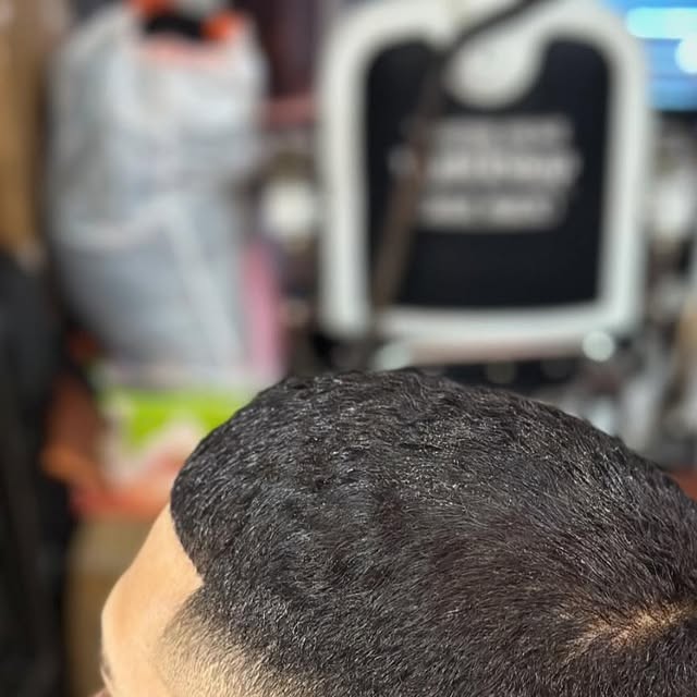 Fresh fade haircut at Downtown Vintage Barbershop